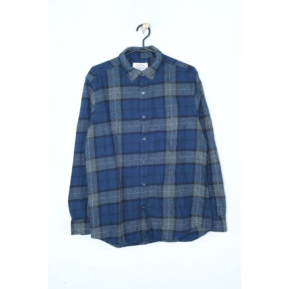 St. John's Bay Men's L Navy Blue Tartan Pattern Button-ups Long Sleeve Overshirt - Picture 1 of 7